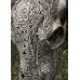 HUGH REAL HAND CARVED BULL SKULL Grey Flowers RARE UNIQUE Animal Cow Bali   132725842145